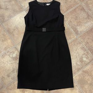 LIKE NEW Plus Size Calvin Klein black sheath dress with removable belt size 14